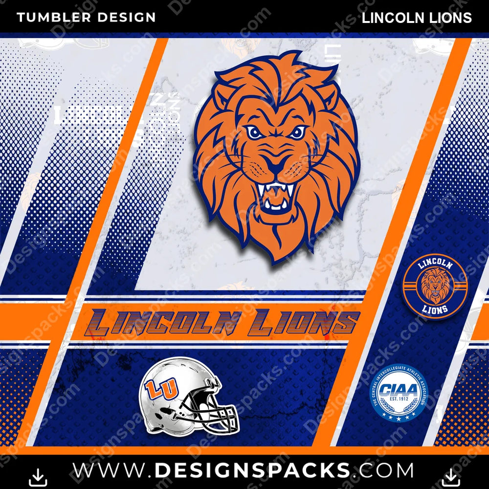 College Sport Sports Lincoln Lions NCAA College Sport Tumbler Digital Wrap Design Download