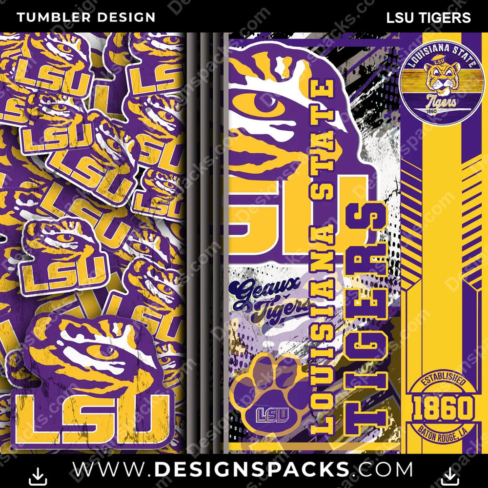 College Sport Sports LSU Tigers NCAA College Sport Tumbler Digital Wrap Design Download