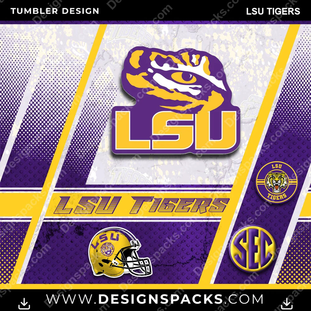 College Sport Sports LSU Tigers NCAA College Sport Tumbler Digital Wrap Design Download