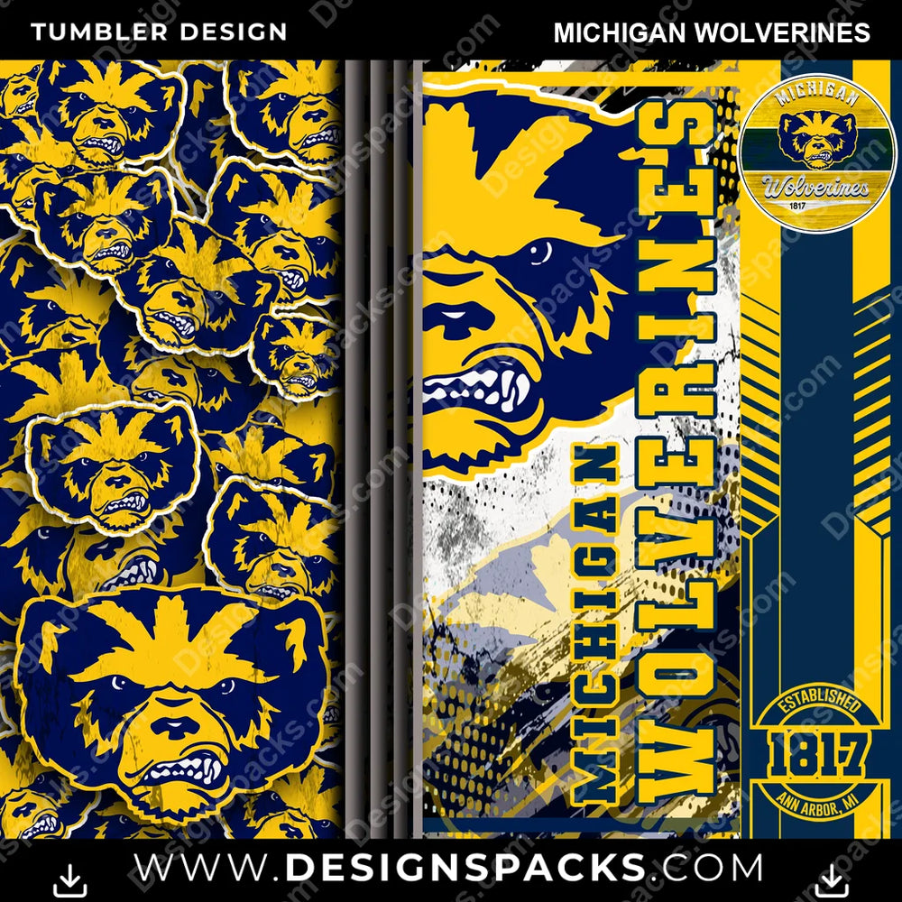 College Sport Sports Michigan Wolverines NCAA College Sport Tumbler Digital Wrap Design Download
