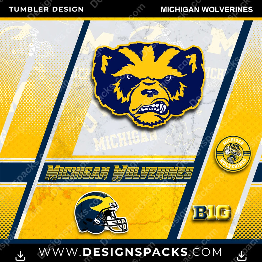 College Sport Sports Michigan Wolverines NCAA College Sport Tumbler Digital Wrap Design Download