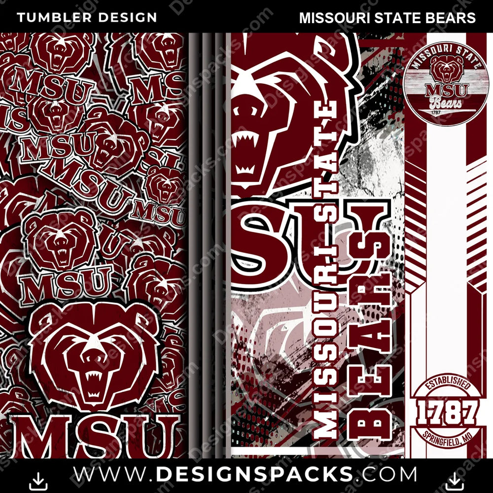 College Sport Sports Missouri State Bears NCAA College Sport Tumbler Digital Wrap Design Download