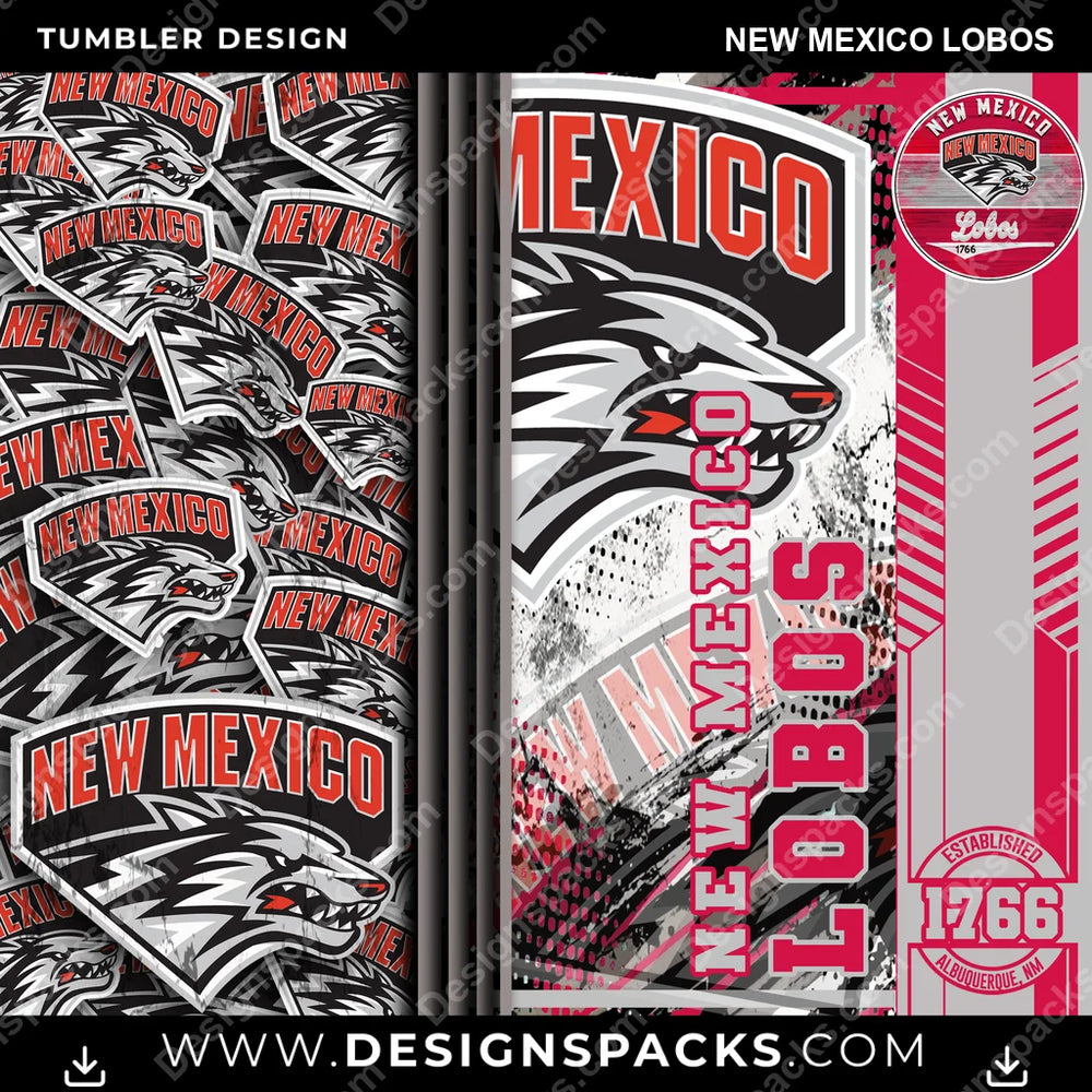 College Sport Sports New Mexico Lobos NCAA College Sport Tumbler Digital Wrap Design Download