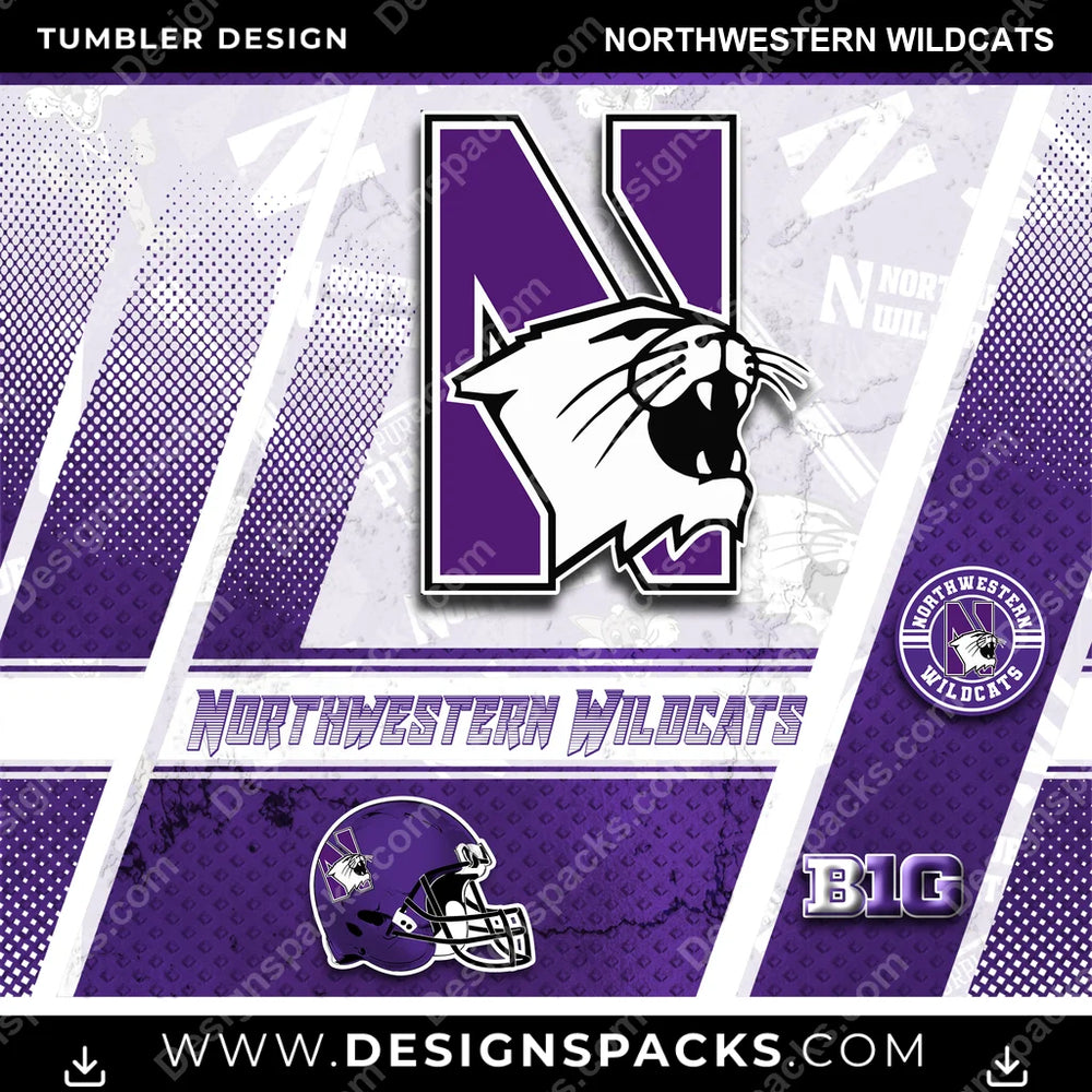 College Sport Sports Northwestern Wildcats NCAA College Sport Tumbler Digital Wrap Design Download