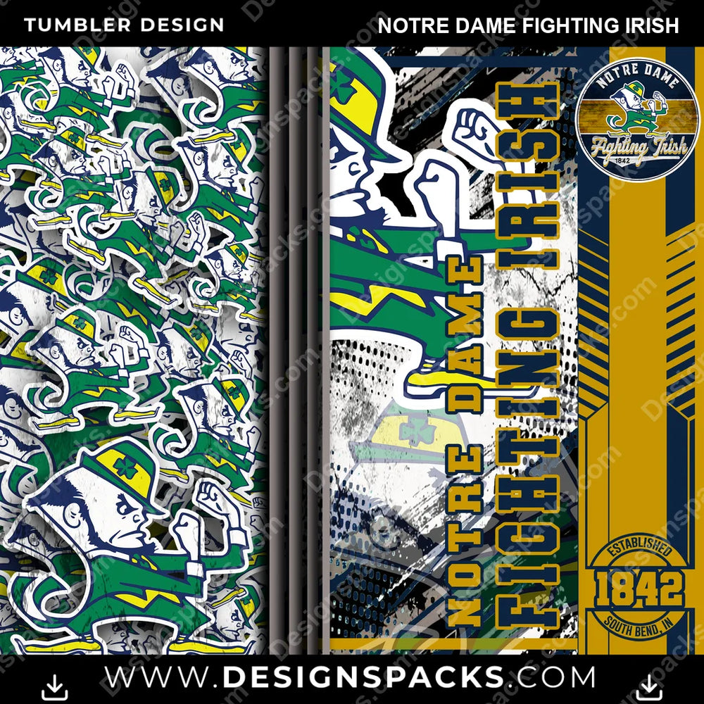 College Sport Sports Notre Dame Fighting Irish NCAA College Sport Tumbler Digital Wrap Design Download