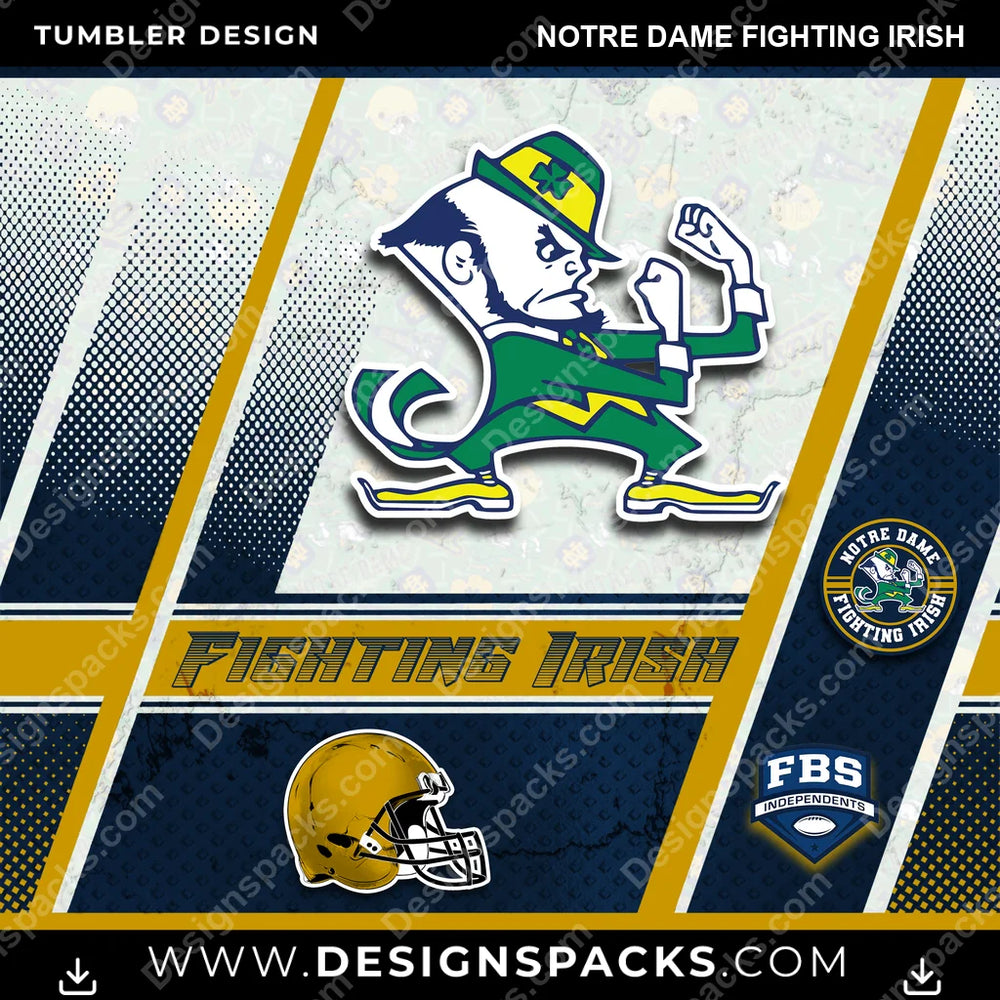 College Sport Sports Notre Dame Fighting Irish NCAA College Sport Tumbler Digital Wrap Design Download