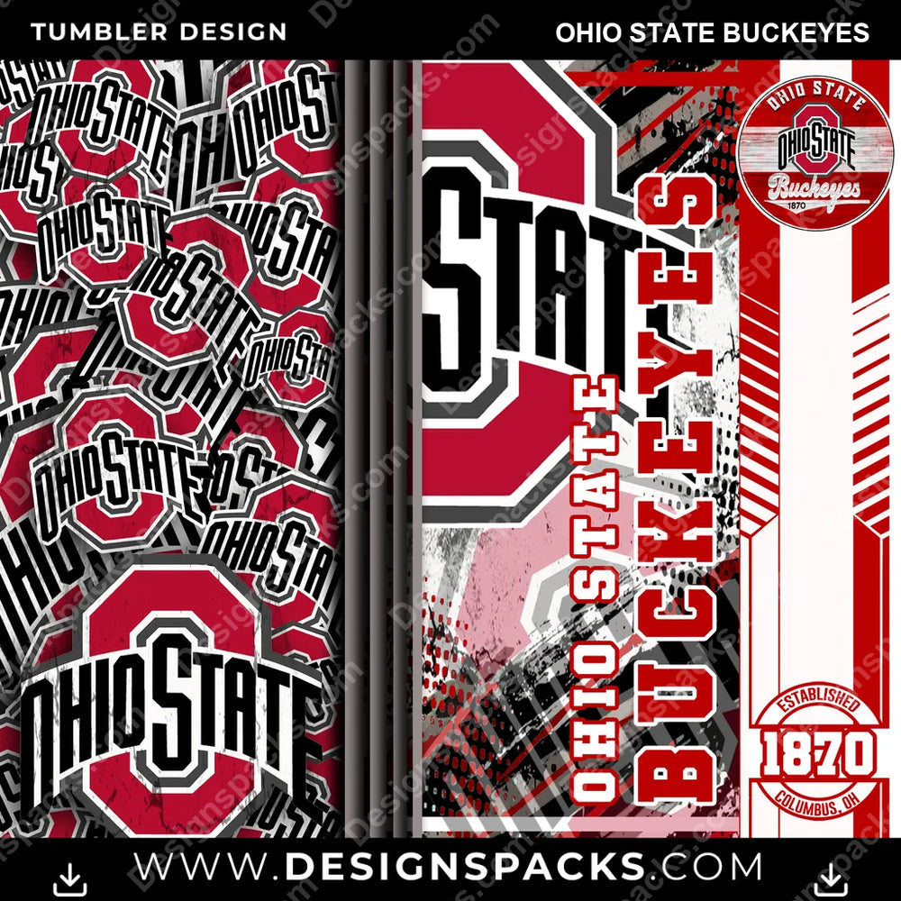 College Sport Sports Ohio State Buckeyes NCAA College Sport Tumbler Digital Wrap Design Download
