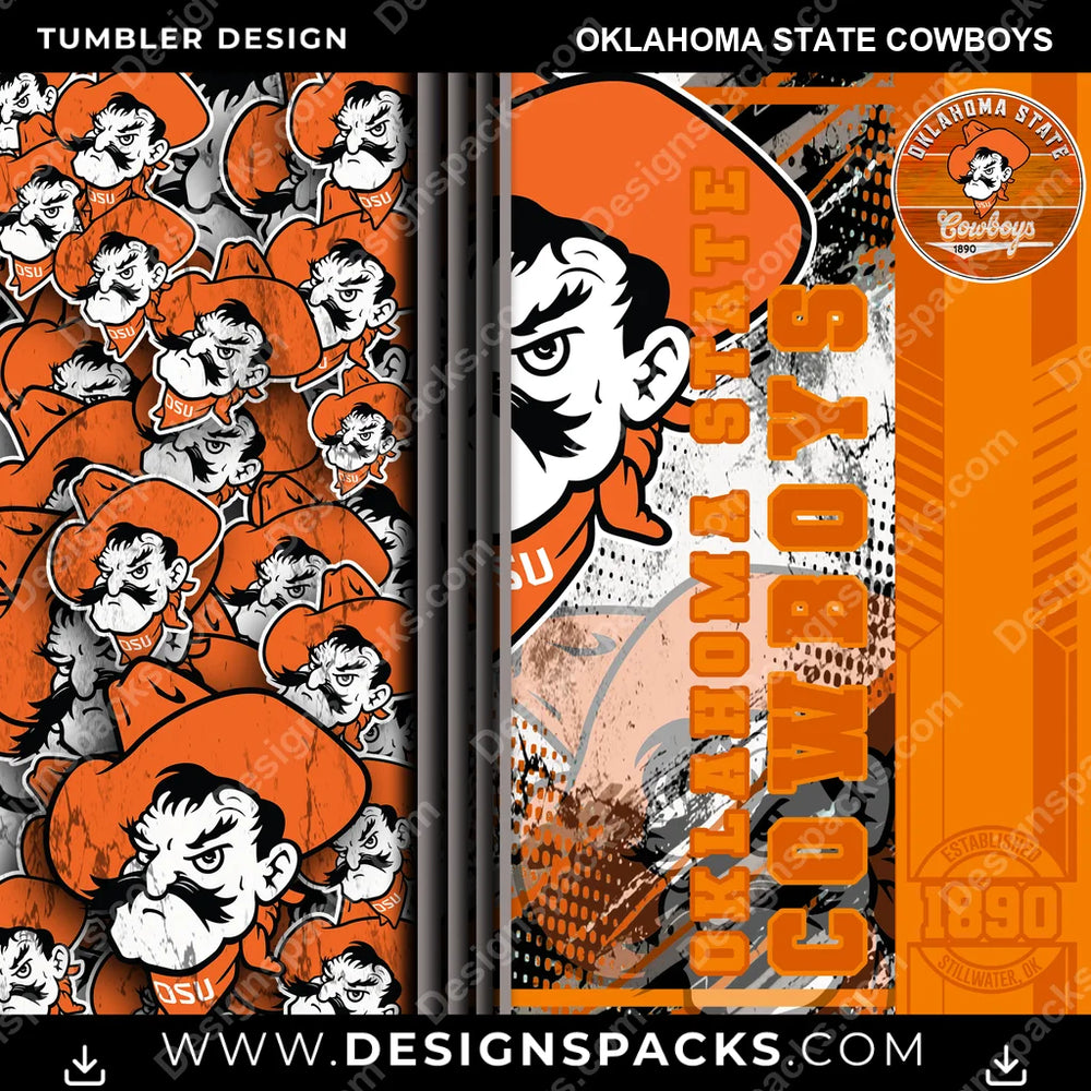 College Sport Sports Oklahoma State Cowboys NCAA College Sport Tumbler Digital Wrap Design Download