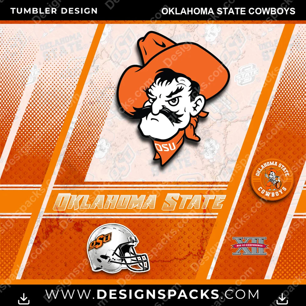 College Sport Sports Oklahoma State Cowboys NCAA College Sport Tumbler Digital Wrap Design Download