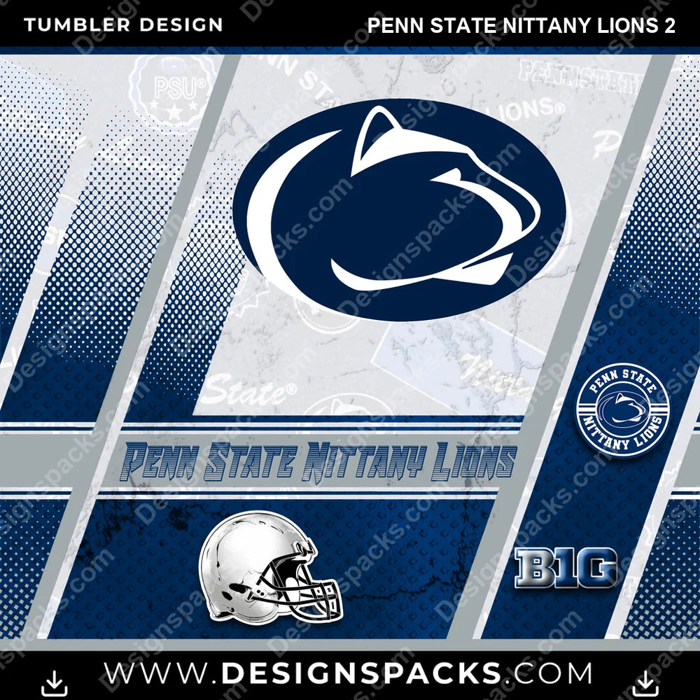 College Sport Sports Penn State Nittany Lions 2 NCAA Tumbler Digital Wrap Design Download