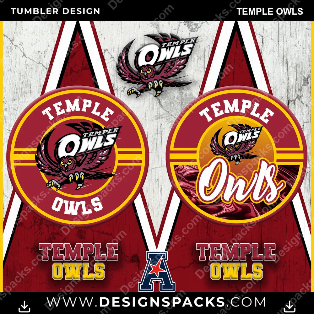 College Sport Sports Temple Owls NCAA College Sport Tumbler Digital Wrap Design Download