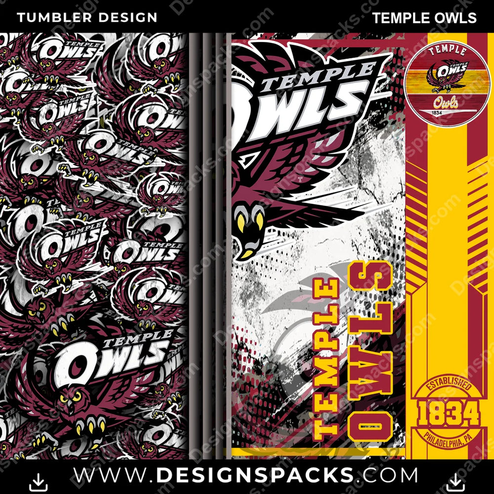 College Sport Sports Temple Owls NCAA College Sport Tumbler Digital Wrap Design Download