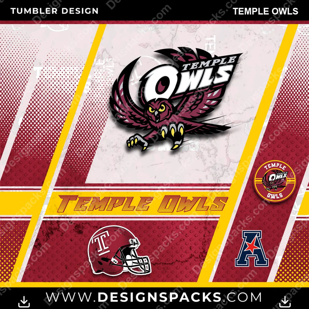 College Sport Sports Temple Owls NCAA College Sport Tumbler Digital Wrap Design Download