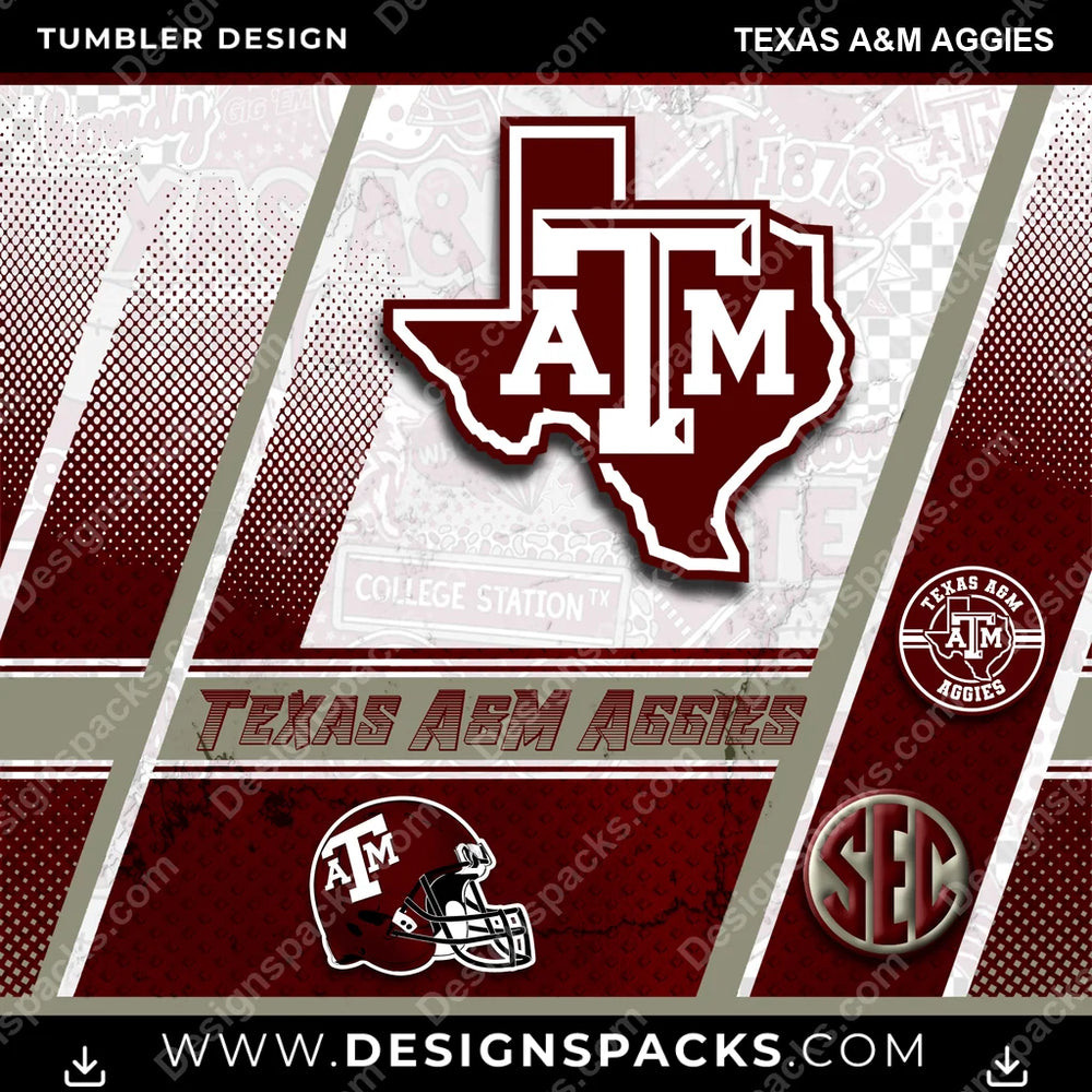 College Sport Sports Texas A&M Aggies NCAA College Sport Tumbler Digital Wrap Design Download