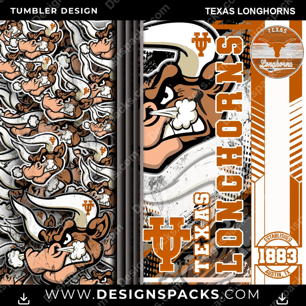 College Sport Sports Texas Longhorns NCAA College Sport Tumbler Digital Wrap Design Download