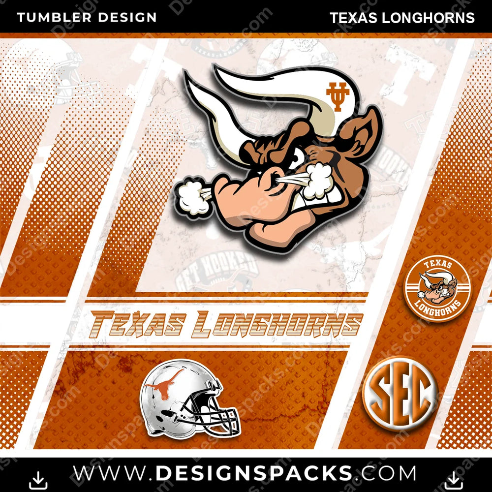 College Sport Sports Texas Longhorns NCAA College Sport Tumbler Digital Wrap Design Download