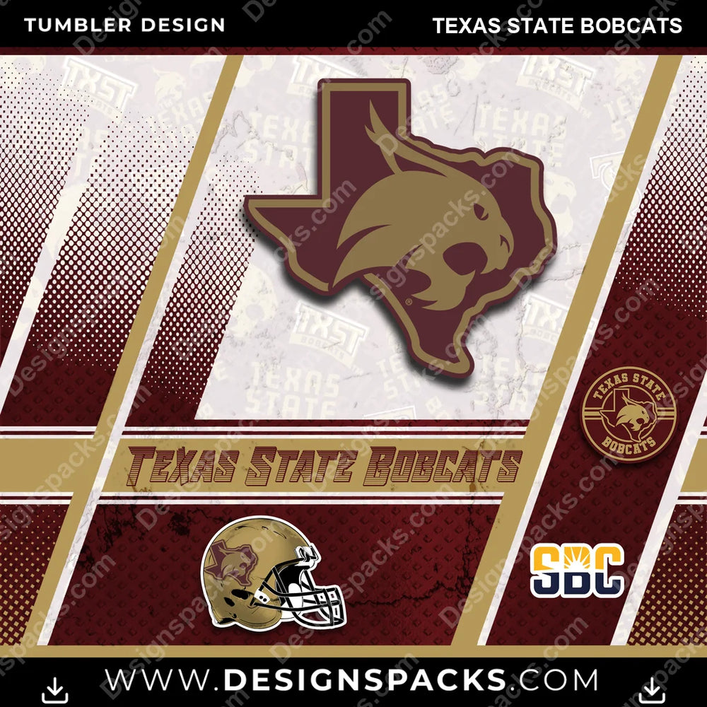 College Sport Sports Texas State Bobcats NCAA College Sport Tumbler Digital Wrap Design Download