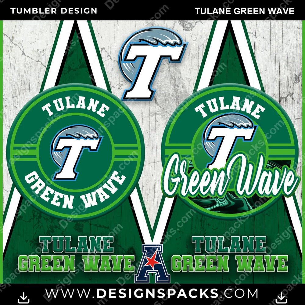College Sport Sports Tulane Green Wave NCAA College Sport Tumbler Digital Wrap Design Download