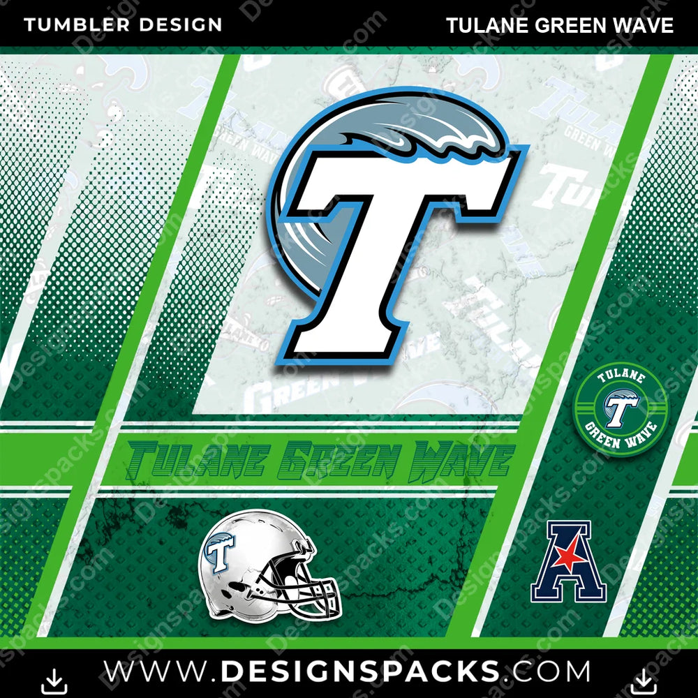College Sport Sports Tulane Green Wave NCAA College Sport Tumbler Digital Wrap Design Download