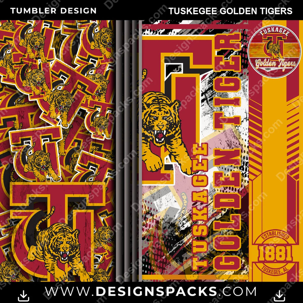 College Sport Sports Tuskegee Golden Tigers NCAA College Sport Tumbler Digital Wrap Design Download