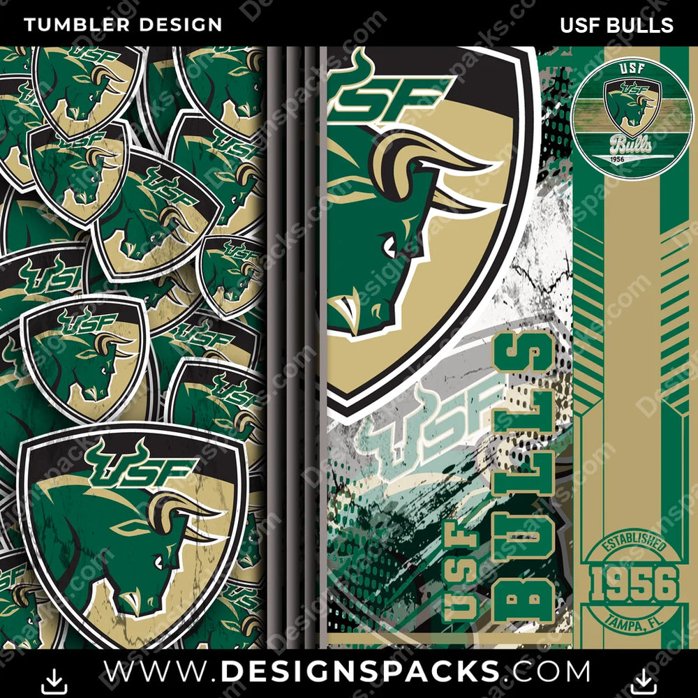 College Sport Sports USF Bulls NCAA College Sport Tumbler Digital Wrap Design Download
