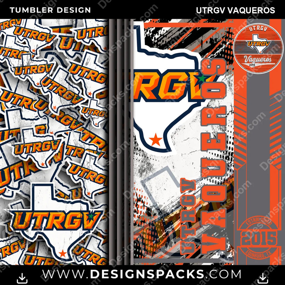College Sport Sports UTRGV Vaqueros NCAA College Sport Tumbler Digital Wrap Design Download