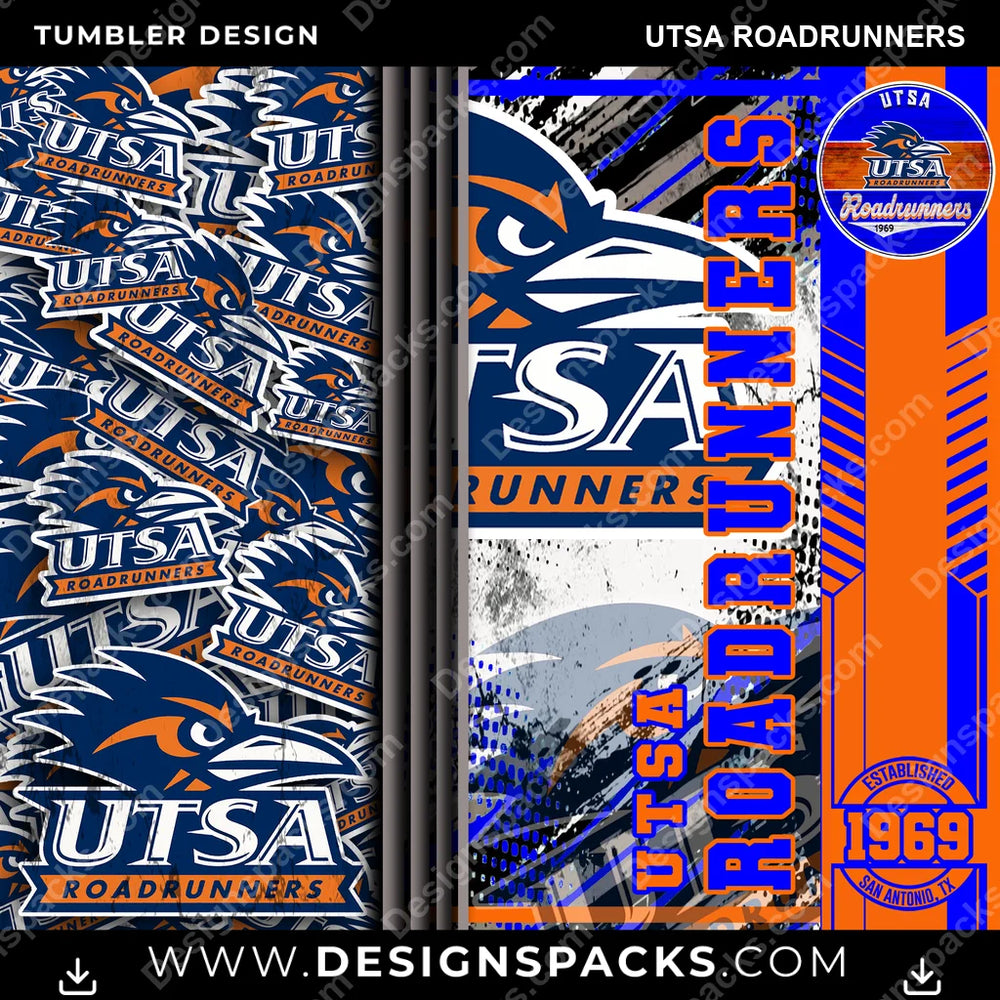 College Sport Sports UTSA Roadrunners NCAA College Sport Tumbler Digital Wrap Design Download