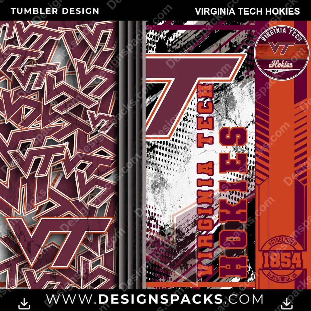 College Sport Sports Virginia Tech Hokies NCAA College Sport Tumbler Digital Wrap Design Download