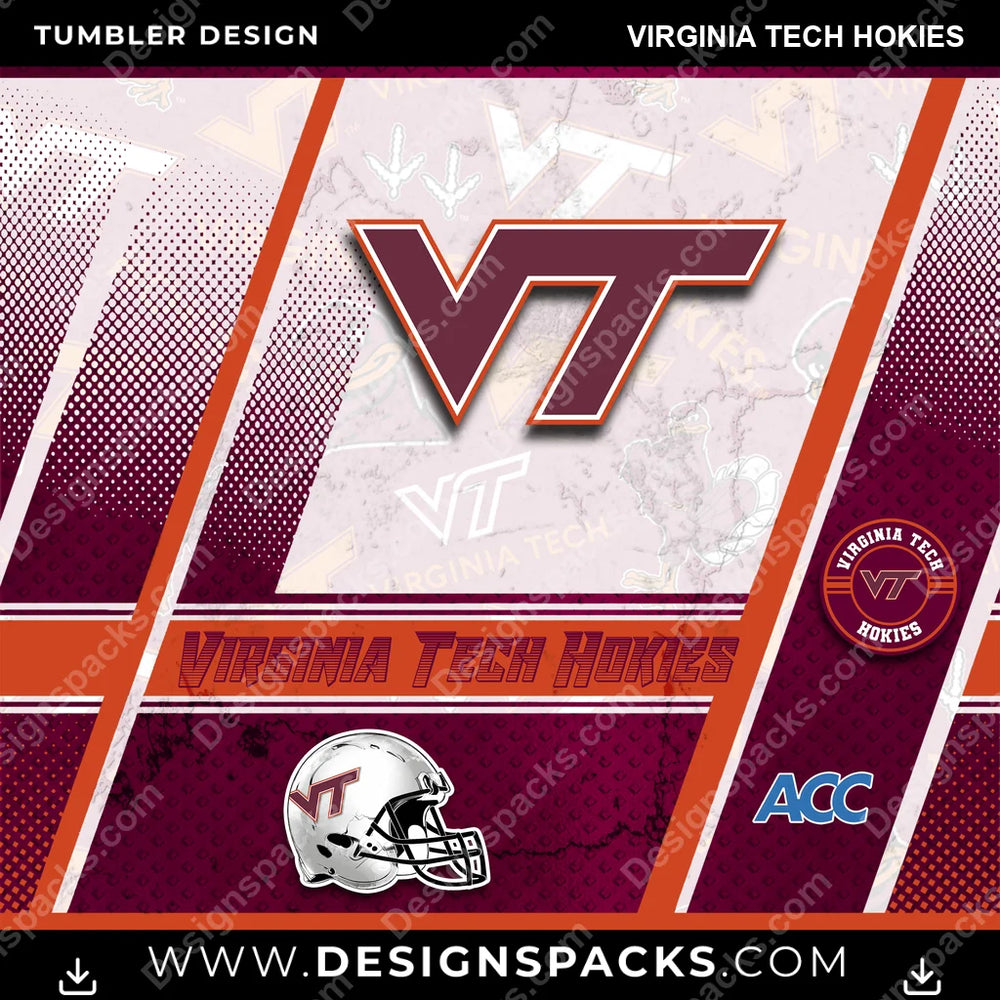College Sport Sports Virginia Tech Hokies NCAA College Sport Tumbler Digital Wrap Design Download