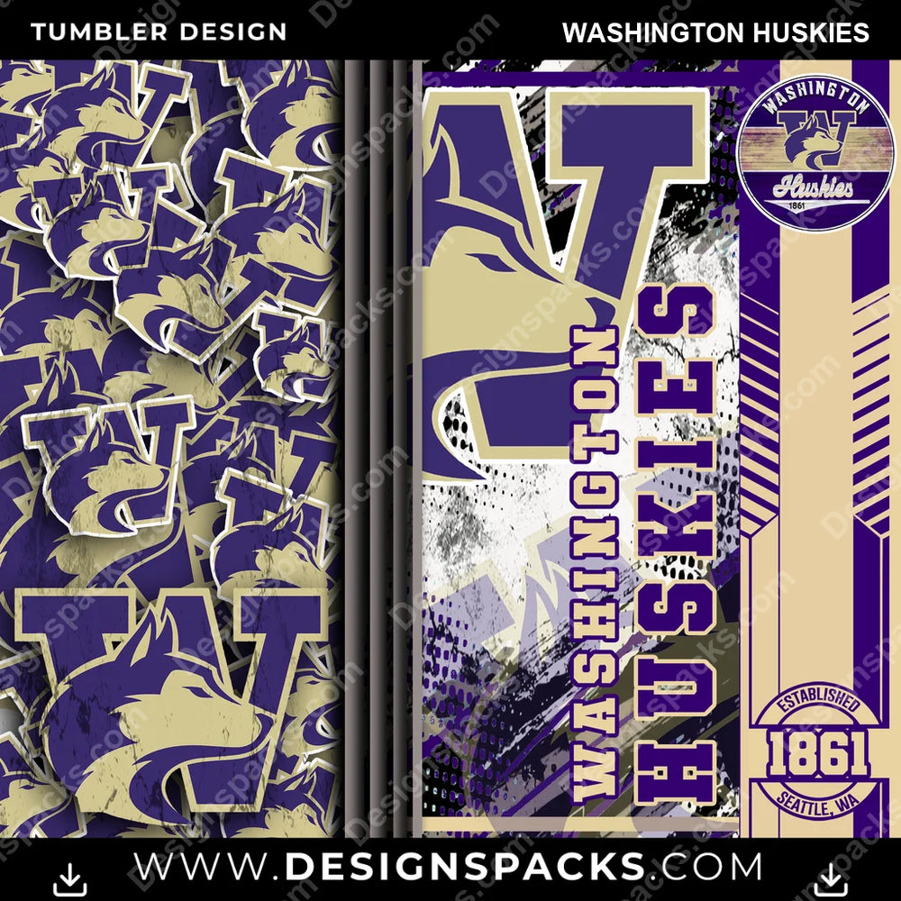 College Sport Sports Washington Huskies NCAA College Sport Tumbler Digital Wrap Design Download