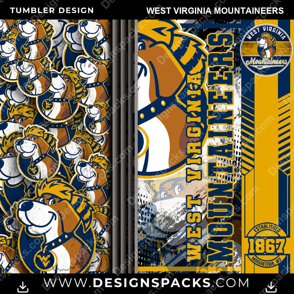 College Sport Sports West Virginia Mountaineers NCAA College Sport Tumbler Digital Wrap Design Download