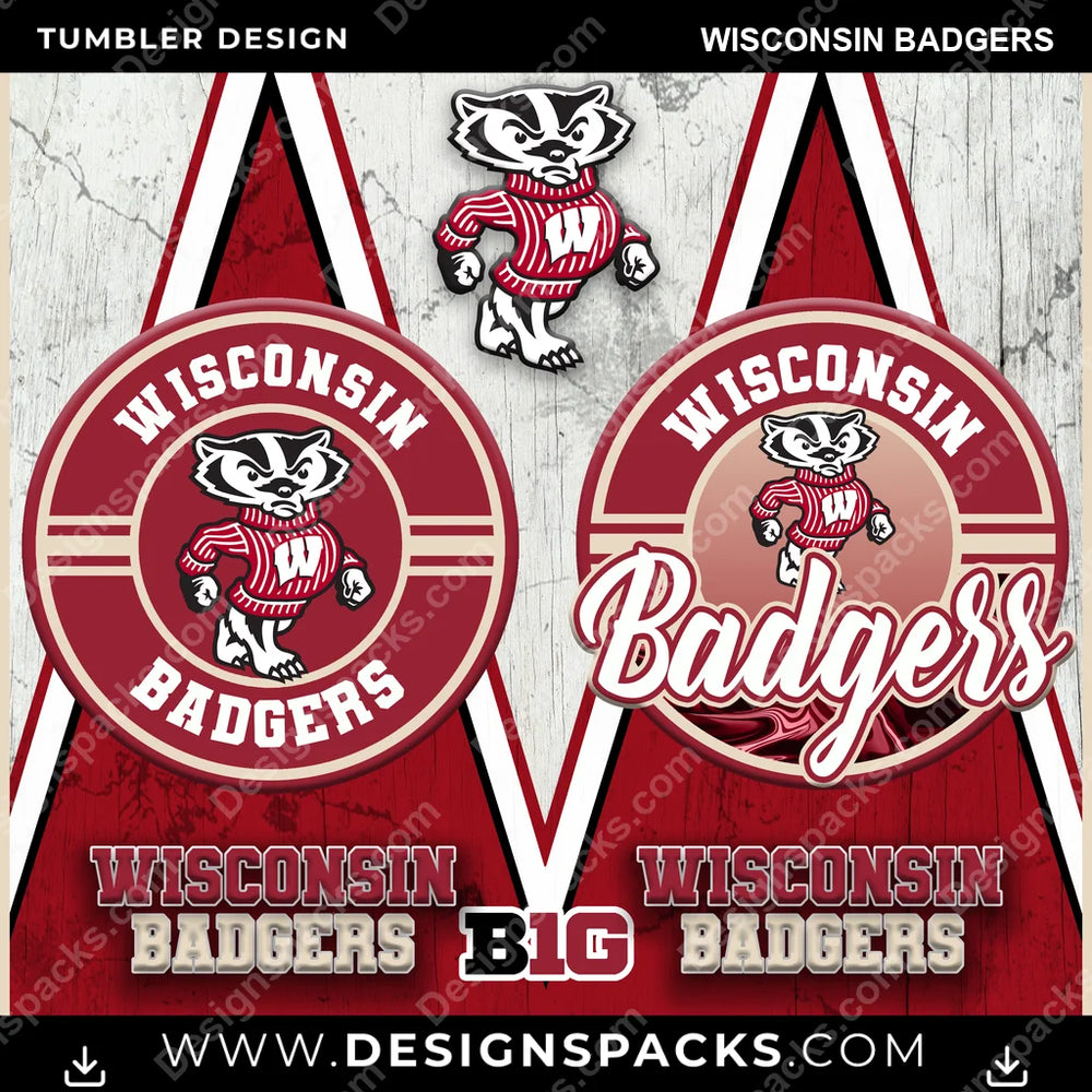 College Sport Sports Wisconsin Badgers NCAA College Sport Tumbler Digital Wrap Design Download