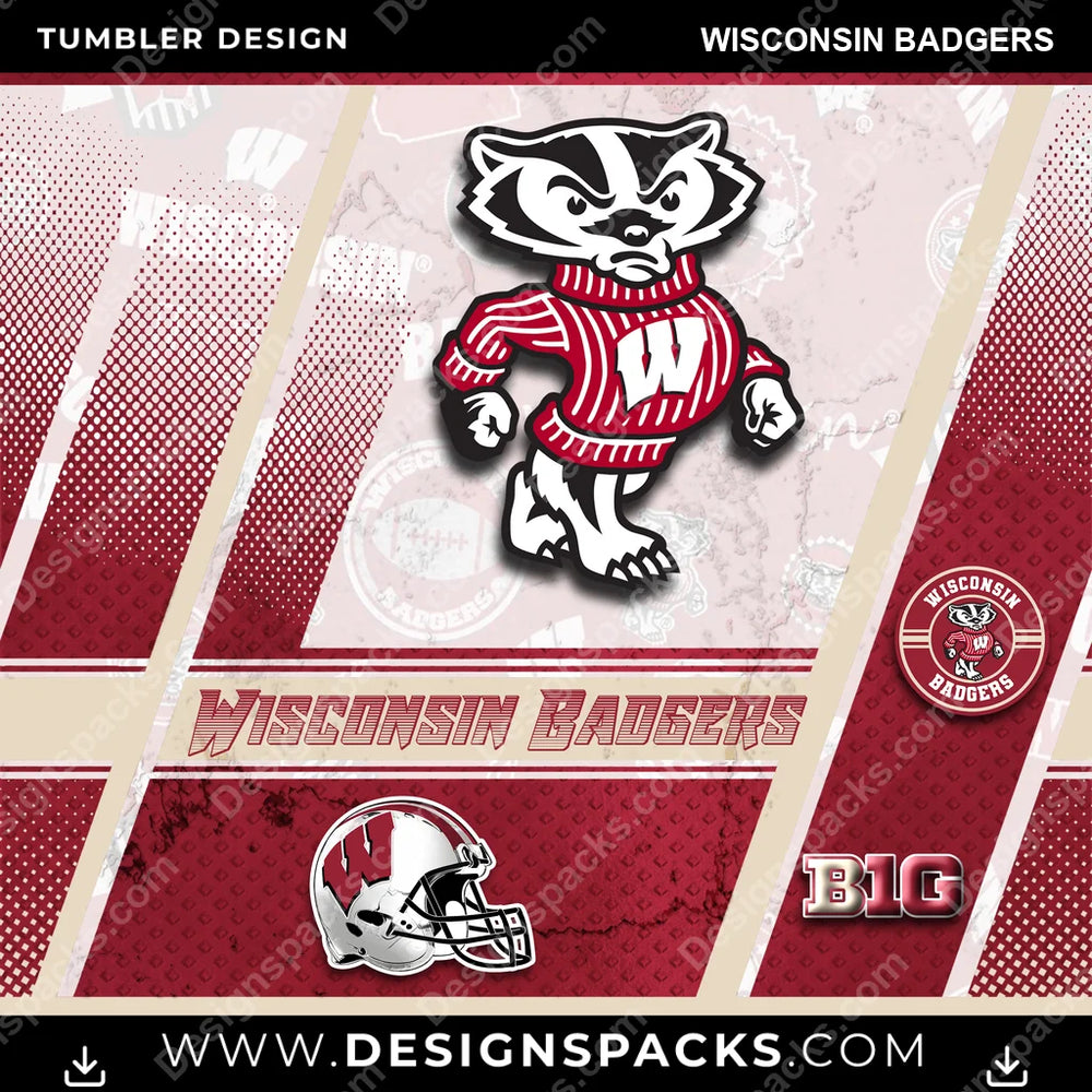 College Sport Sports Wisconsin Badgers NCAA College Sport Tumbler Digital Wrap Design Download