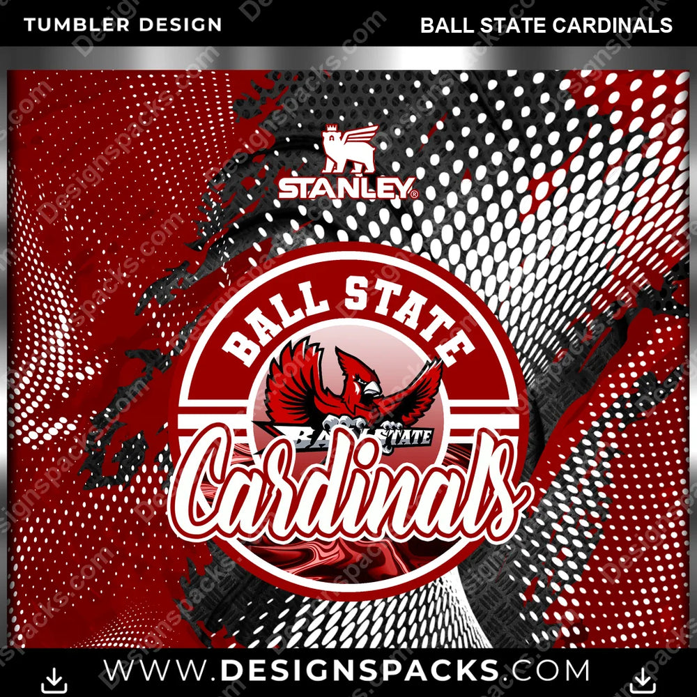 College Sport Stanley Ball State Cardinals NCAA College Sport Tumbler Digital Wrap Design Download