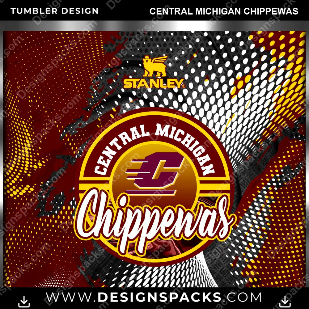 College Sport Stanley Central Michigan Chippewas NCAA College Sport Tumbler Digital Wrap Design Download