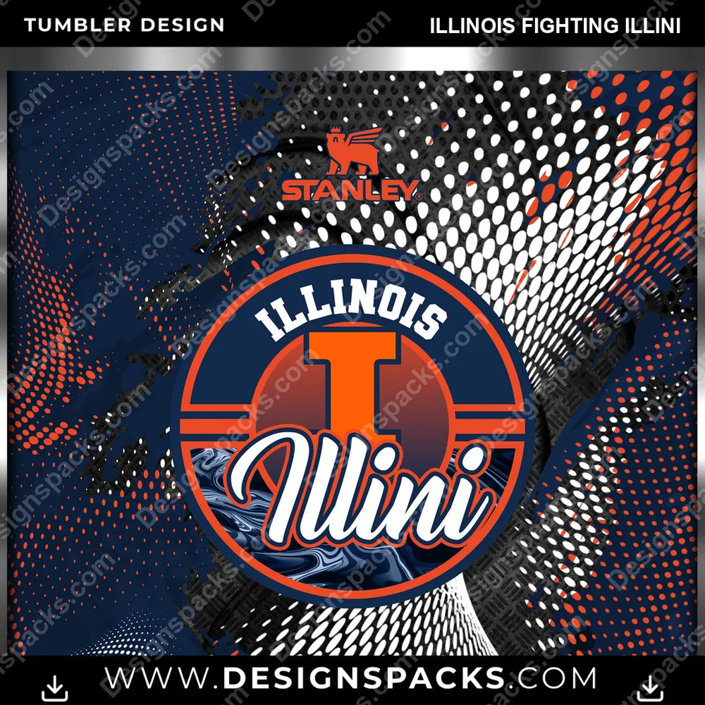 College Sport Stanley Illinois Fighting Illini NCAA College Sport Tumbler Digital Wrap Design Download