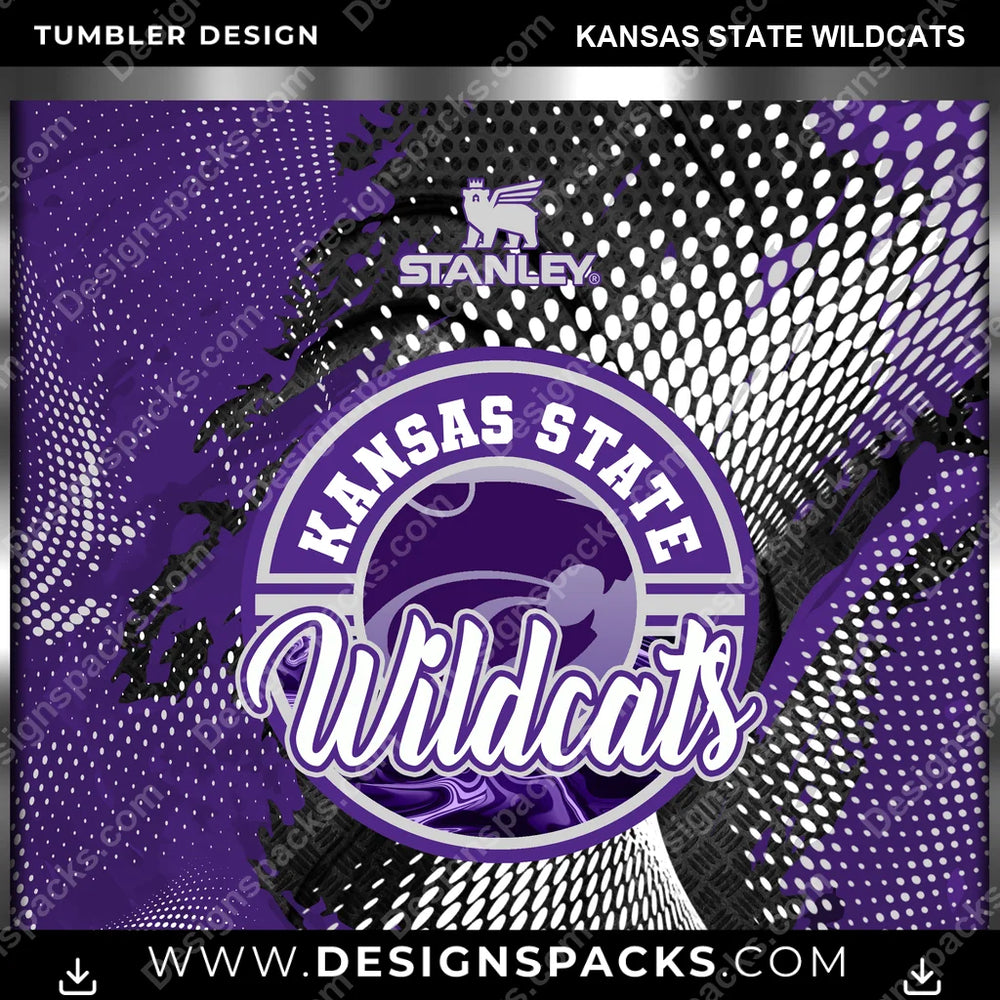 College Sport Stanley Kansas State Wildcats NCAA College Sport Tumbler Digital Wrap Design Download