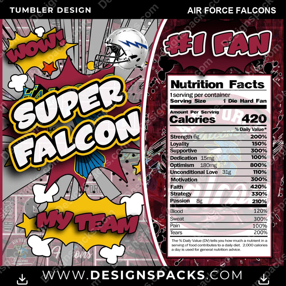 College Sport Super Team Air Force Falcons NCAA College Sport Tumbler Digital Wrap Design Download