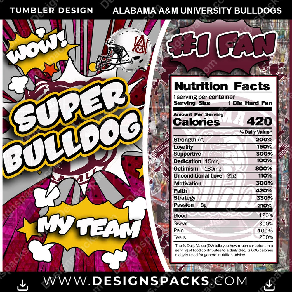 College Sport Super Team Alabama A&M University Bulldogs NCAA College Sport Tumbler Digital Wrap Design Download