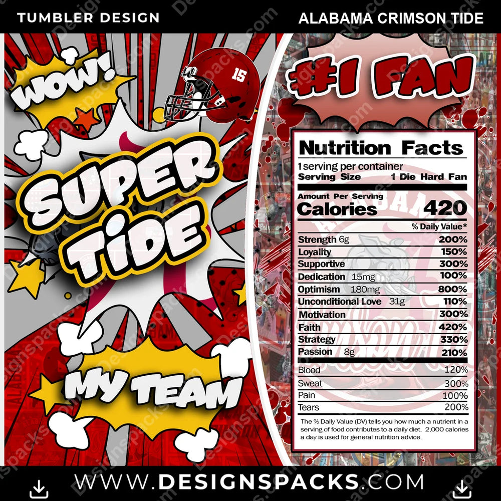 College Sport Super Team Alabama Crimson Tide NCAA College Sport Tumbler Digital Wrap Design Download
