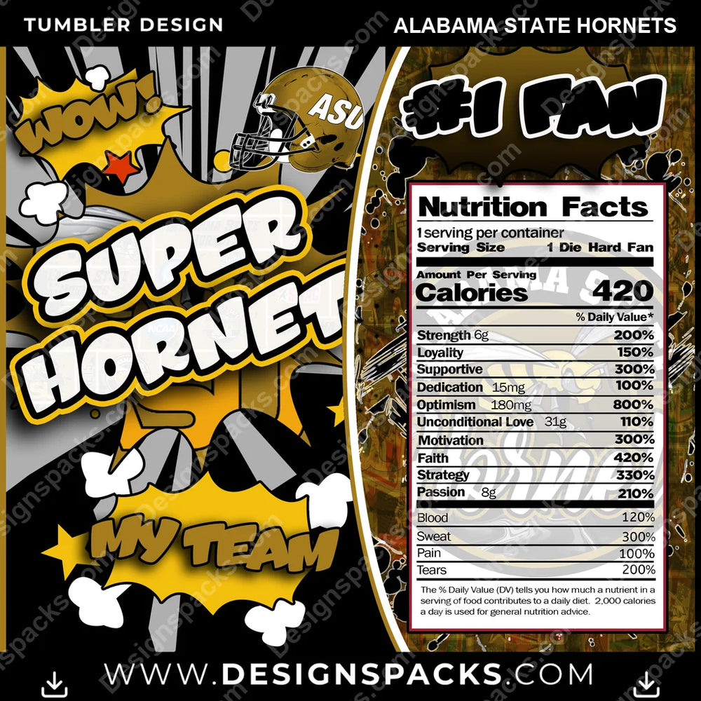 College Sport Super Team Alabama State Hornets NCAA College Sport Tumbler Digital Wrap Design Download