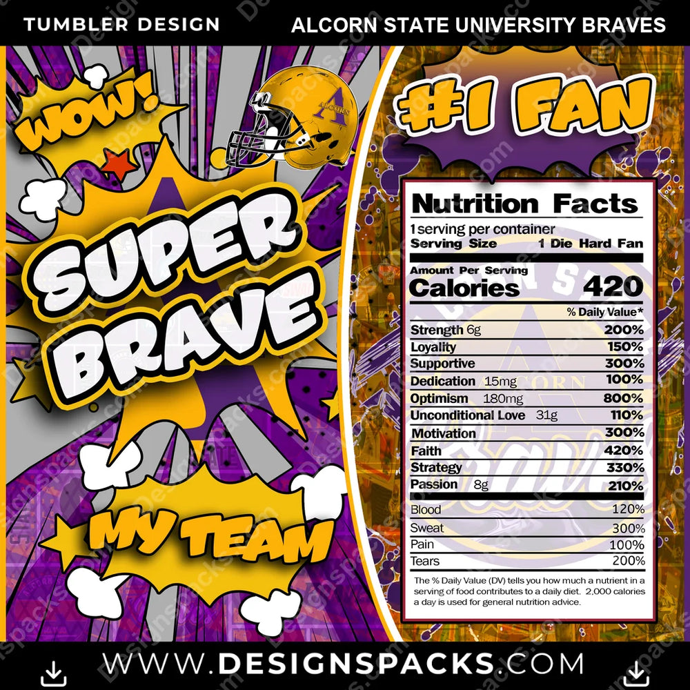 College Sport Super Team Alcorn State University Braves NCAA College Sport Tumbler Digital Wrap Design Download
