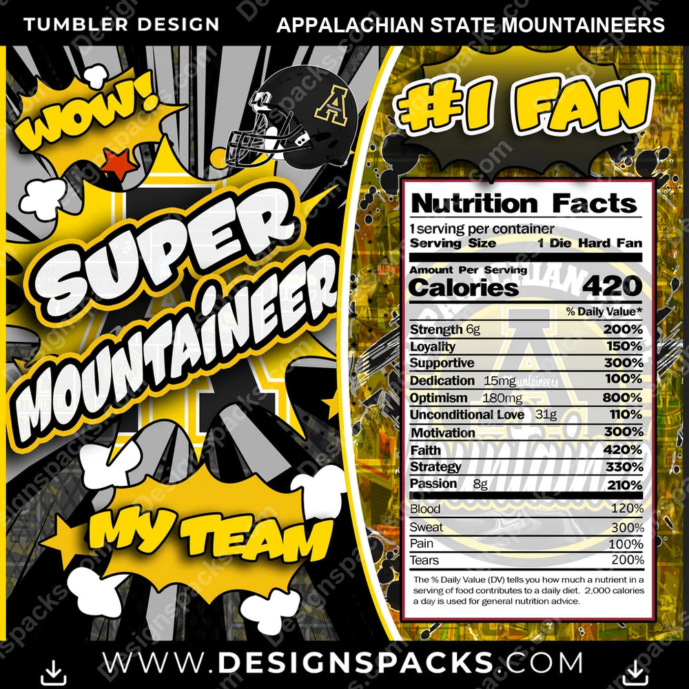College Sport Super Team Appalachian State Mountaineers NCAA College Sport Tumbler Digital Wrap Design Download