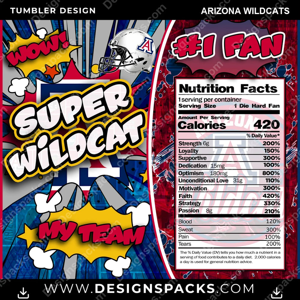 College Sport Super Team Arizona Wildcats NCAA College Sport Tumbler Digital Wrap Design Download