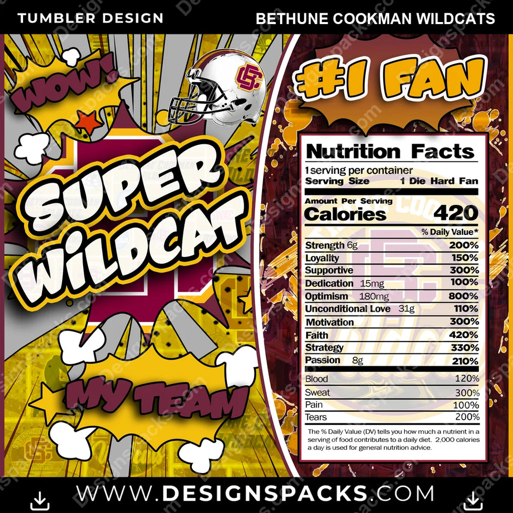 College Sport Super Team Bethune Cookman Wildcats NCAA College Sport Tumbler Digital Wrap Design Download