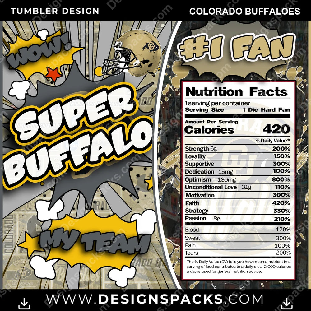 College Sport Super Team Colorado Buffaloes NCAA College Sport Tumbler Digital Wrap Design Download