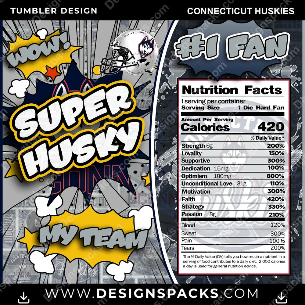 College Sport Super Team Connecticut Huskies NCAA College Sport Tumbler Digital Wrap Design Download