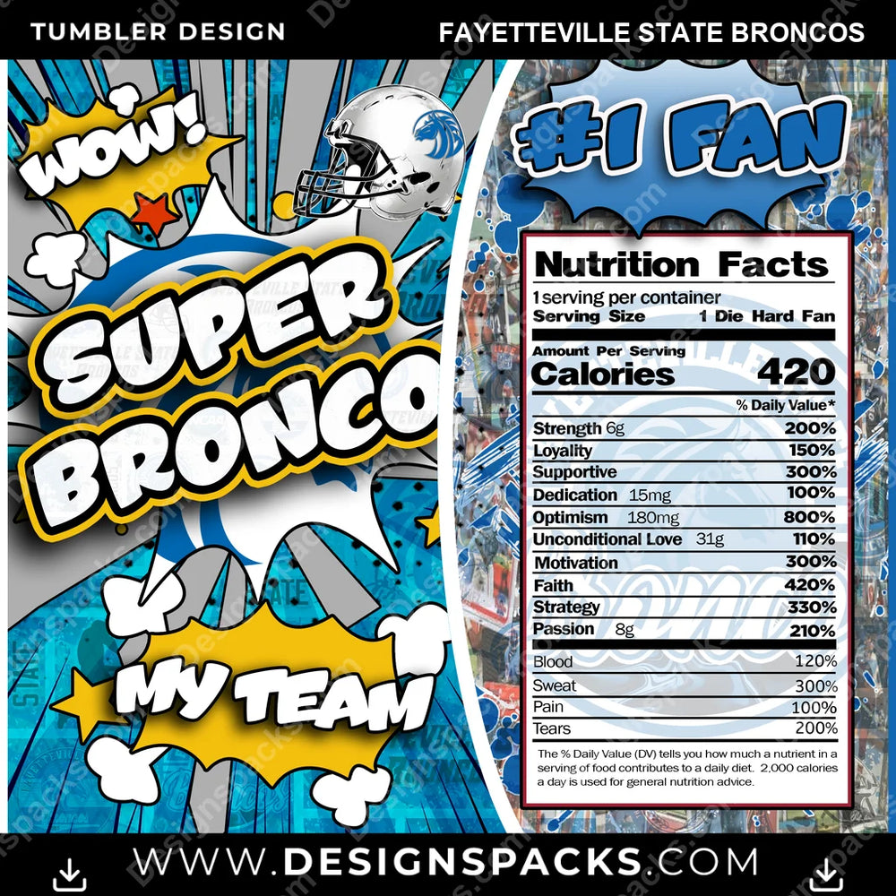 College Sport Super Team Fayetteville State Broncos NCAA College Sport Tumbler Digital Wrap Design Download