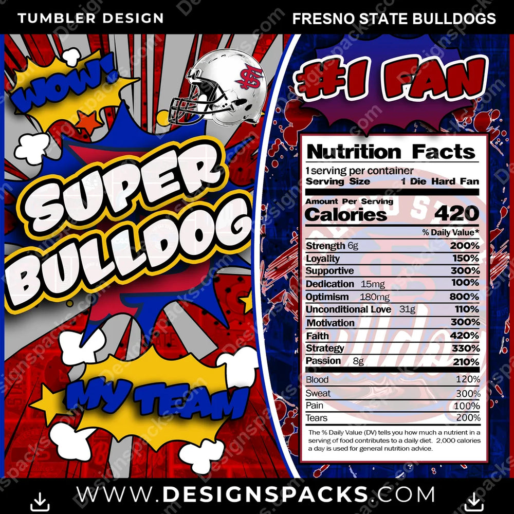 College Sport Super Team Fresno State Bulldogs NCAA College Sport Tumbler Digital Wrap Design Download