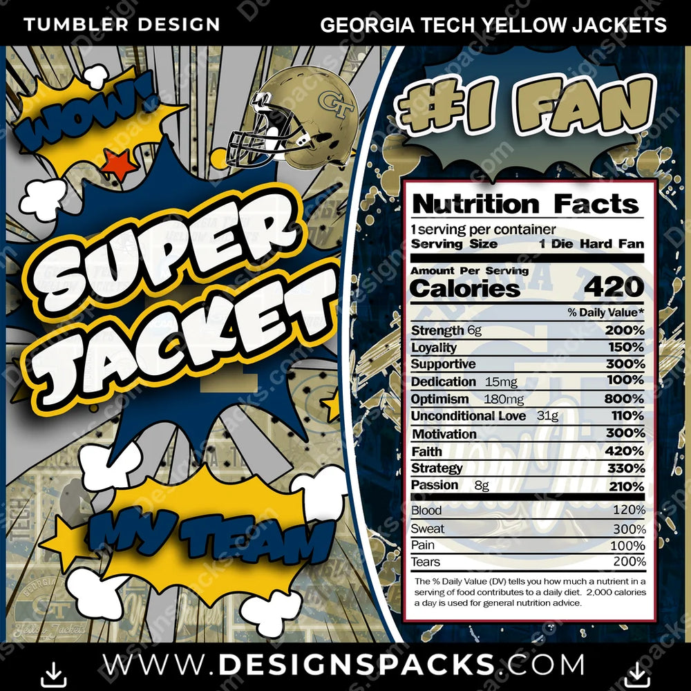 College Sport Super Team Georgia Tech Yellow Jackets NCAA College Sport Tumbler Digital Wrap Design Download